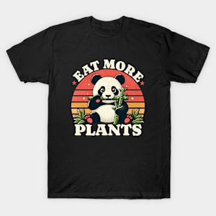 Eat More Plants Retro Panda T-Shirt